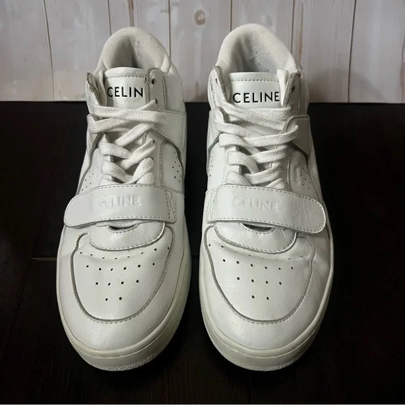 CELINE Womens White Calf Leather High-Top Logo Sneakers
SIZE 36 EU / 6 US - Picture 2 of 15
